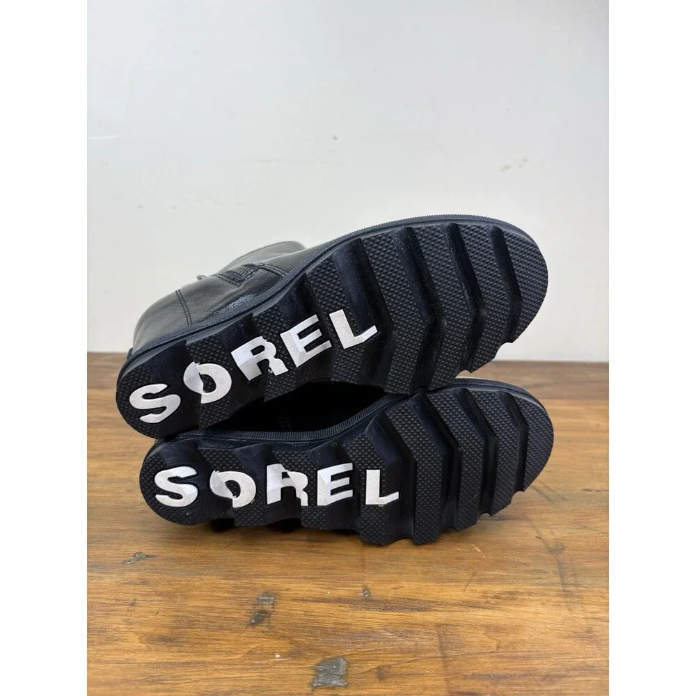 Sorel Joan of Arctic Wedge II Zip Boots 7.5 Womens Black Waterproof Leather